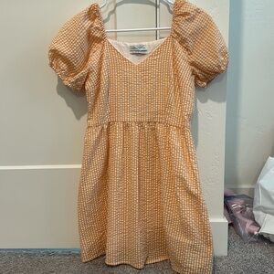 orange gingham dress